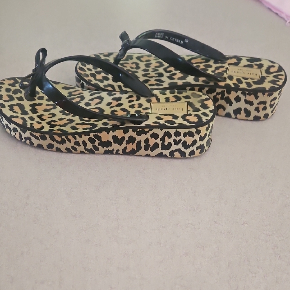 Kate Spade Animal Print Sandals with Glossy Bow - Picture 7 of 7
